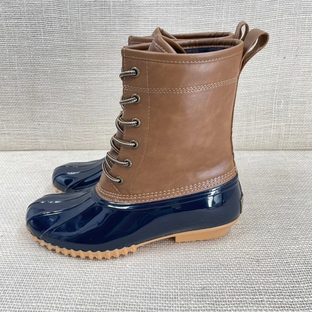 Sporto The Original Duck‎ Boots Women's 9M Ariel Brown Blue Waterproof Lace Up